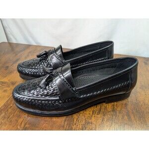 Giorgio Brutini Le Glove Woven Leather Tassel Loafers Men's 11M Newark Black